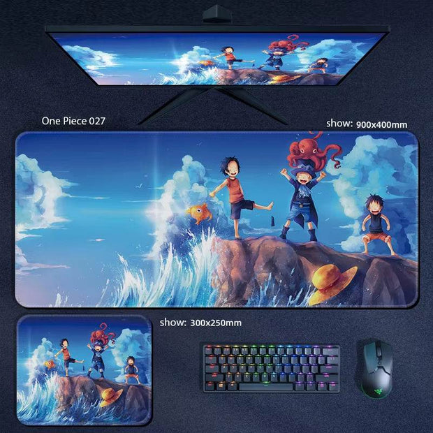 Large One Piece Anime Mousepad - Perfect Gaming Accessory Featuring Luffy, Zoro, Ace & Chopper - Ideal Gift for Gamers! - Creatique