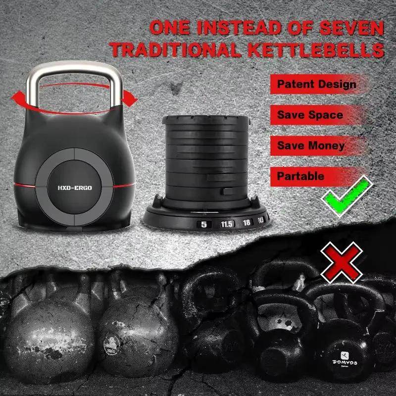 Transform Your Home Workouts with the Ultimate 7-In-1 Adjustable Kettlebell - Switch Weights from 5-44 LBS for Versatile Strength Training! - Creatique