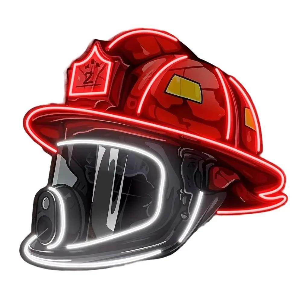 Firefighter Helmet Neon Sign USB Powered High Quality Acrylic Board Art Neon Neon Light Sign Hanging Ornament for Room Wall Deco - Creatique