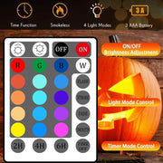 Halloween Pumpkin Lights with Timer Remote, Battery Operated RGB Pumpkin Lights Flickering Flameless LED Candles Halloween Decor Jack-O-Lantern Decorations - Creatique