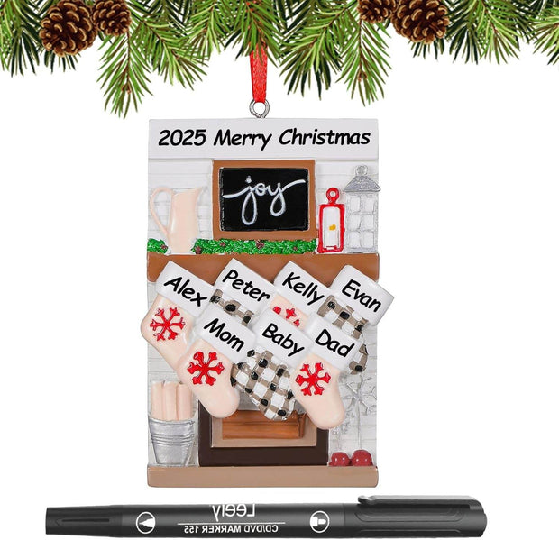 Personalized Christmas Ornaments 2025 Family of 2/3/4/5/6 Custom Christmas Ornament with Names Customized Family Ornaments for Christmas Tree Decoration Customized Gifts, Family of 5 - Creatique