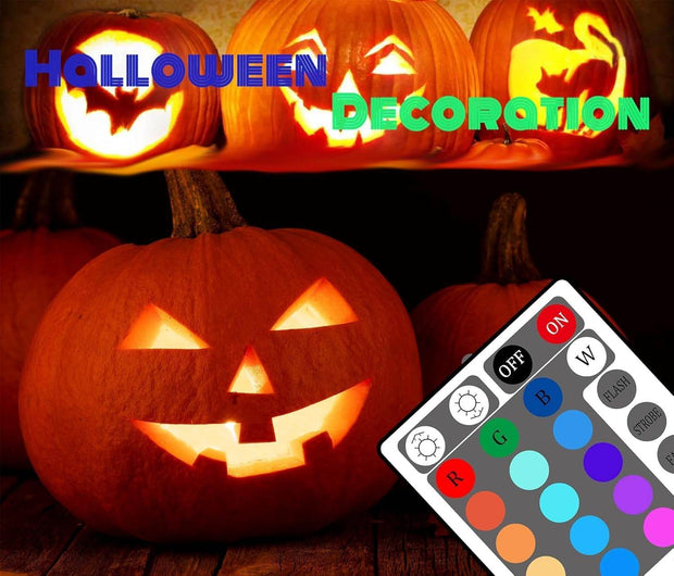 Halloween Pumpkin Lights with Timer Remote, Battery Operated RGB Pumpkin Lights Flickering Flameless LED Candles Halloween Decor Jack-O-Lantern Decorations - Creatique