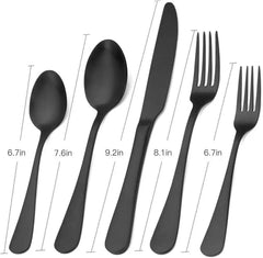 Flatware Set for 4 – Matte Black, Satin Finish - Creatique
