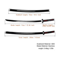 104cm Cosplay Demon Slayer Wooden Sword – Authentic Anime Katana Replica with Stand and Belt - Creatique