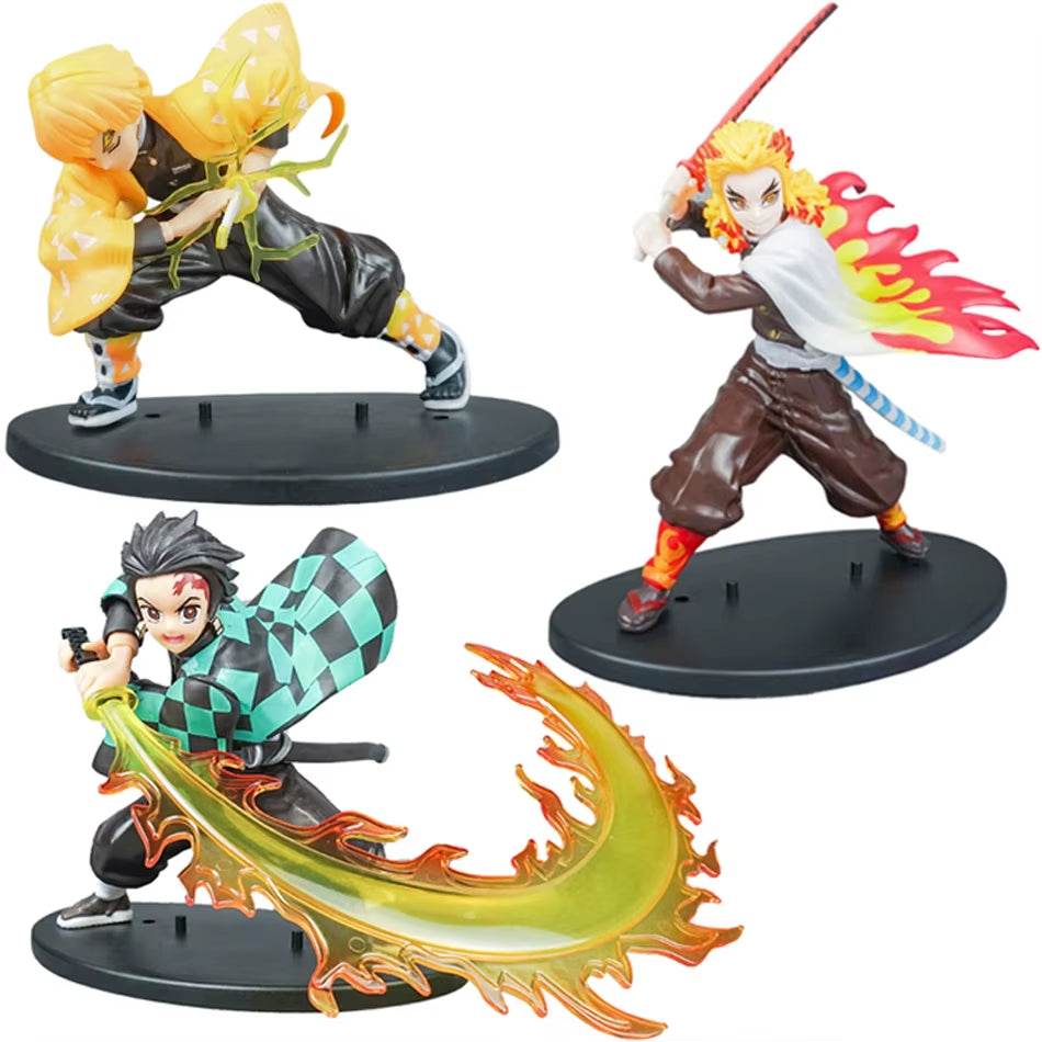Demon Slayer PVC Action Figures - Tanjirou, Agatsuma, Zenitsu & Kyoujurou Collectible Model Toy Set for Kids & Gifts (14-22cm) - Creatique