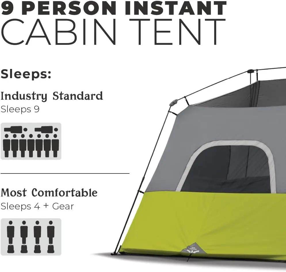 Family Camping Tent – 9 Person, Green - Creatique