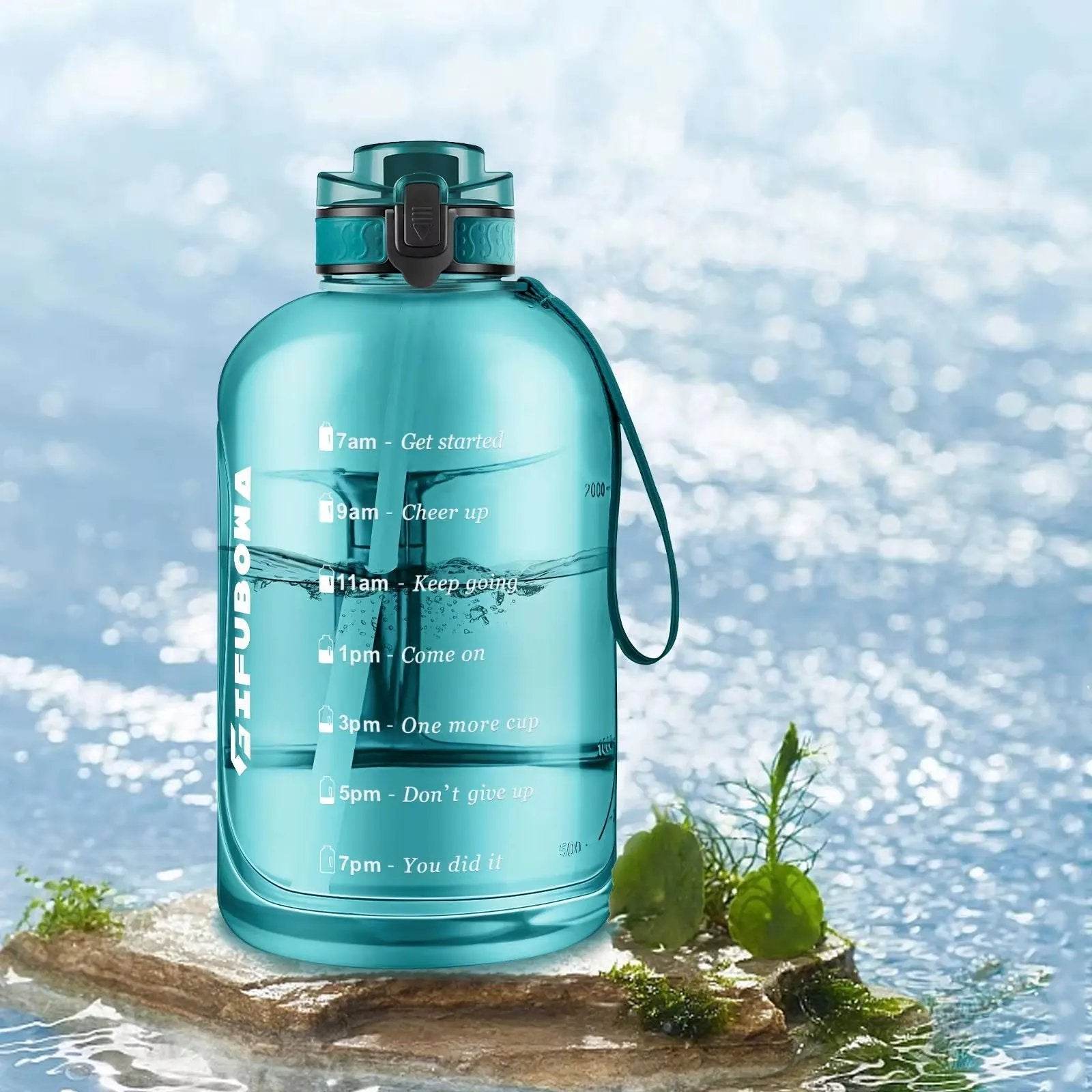 Motivational 3L Water Bottle with Straw & Handle - Leak Proof, BPA Free, Perfect for Active Men & Women - Creatique