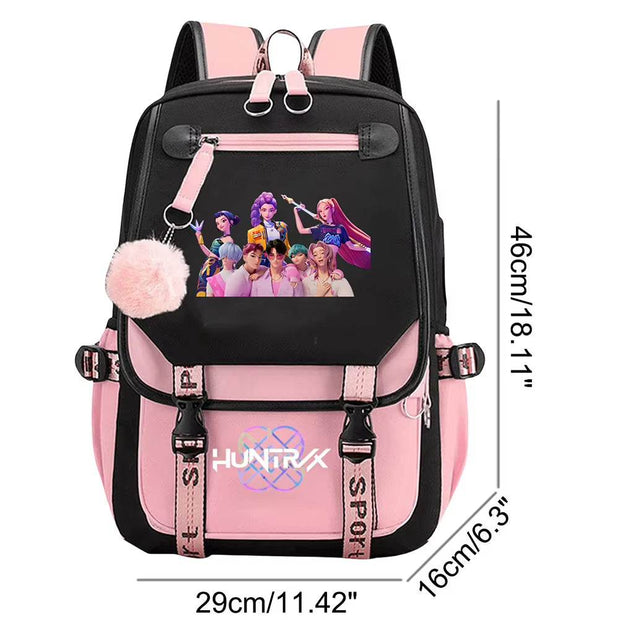 Kawaii Kpop Demon Hunters USB Charging Backpack - Large Capacity Anime School Bag for Teenagers - Creatique