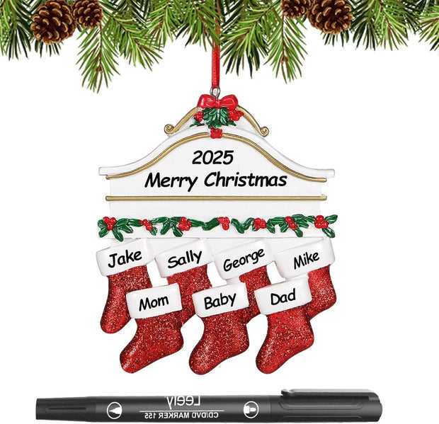 Personalized Christmas Ornaments 2025 Family of 2/3/4/5/6 Custom Christmas Ornament with Names Customized Family Ornaments for Christmas Tree Decoration Customized Gifts, Family of 5 - Creatique