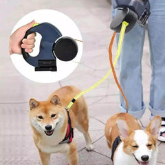 Dual Pet Leash Retractable Reflective Lead 360 Swivel Double Dog Walking Leash - Creatique