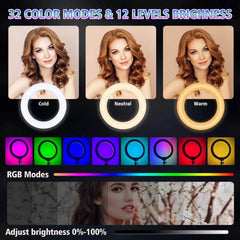10-Inch Adjustable LED Ring Light with 160cm Tripod - Perfect for Live Streaming, Selfies, and Video Recording - Creatique