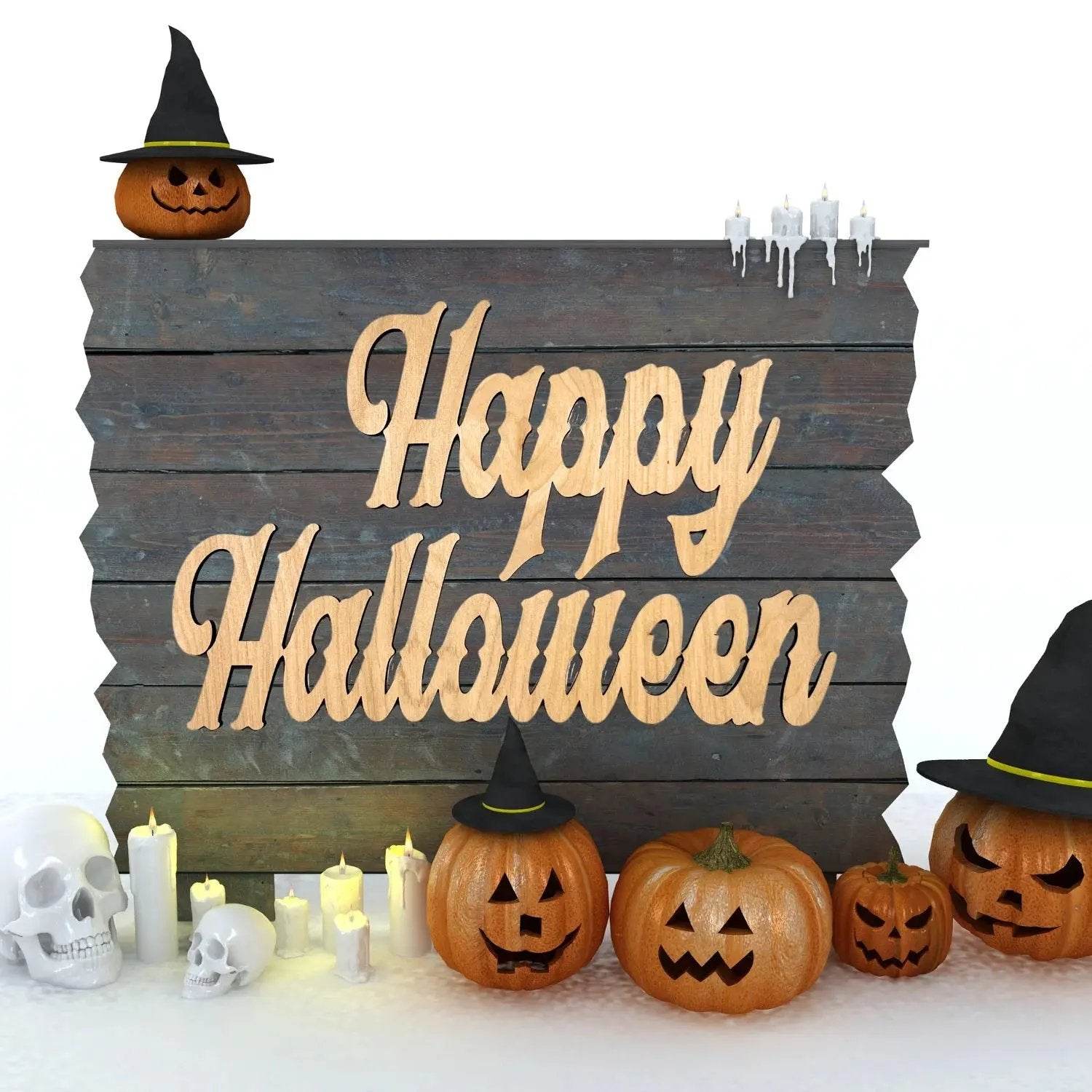 Happy Halloween Birch Wood Sign - Creatique