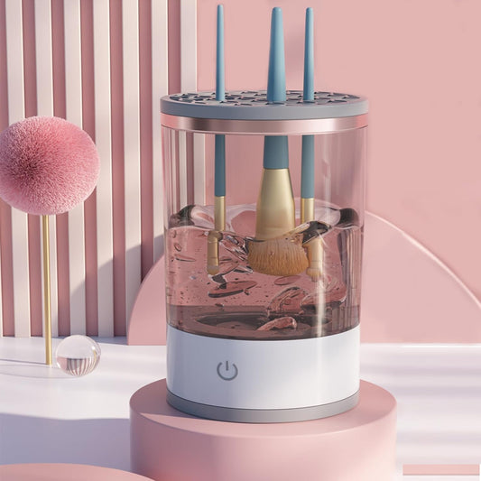 Automatic electric makeup brush cleaner machine for deep cleaning and drying brushes