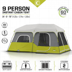 Family Camping Tent – 9 Person, Green - Creatique