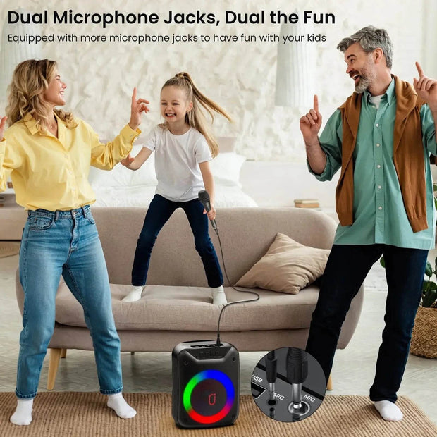 Outdoor Party Speaker with LED Light & Microphone - Creatique