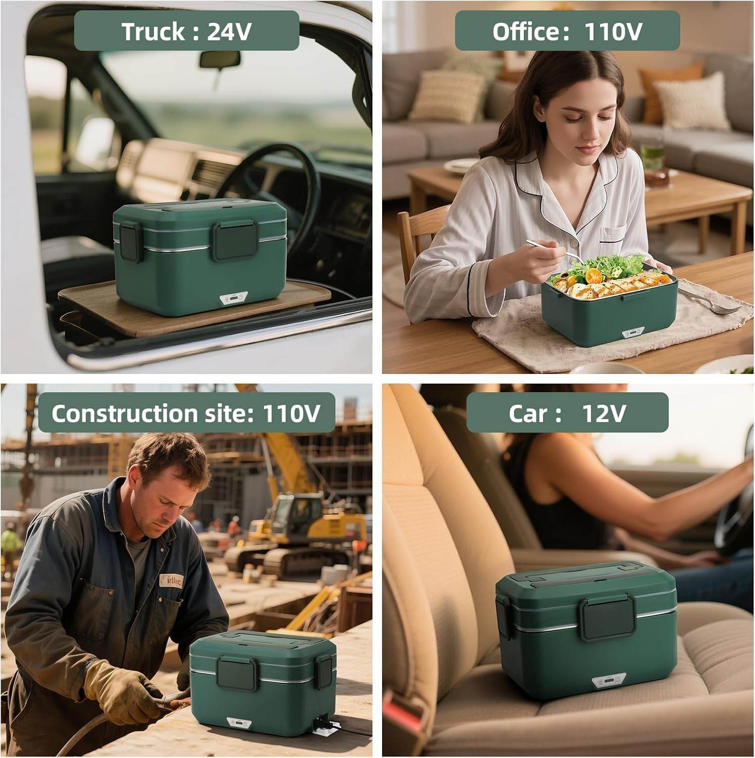 Electric Lunch Box for Adults – 3.5L Dual-Layer Portable Food Warmer for Car, Truck & Work - Creatique