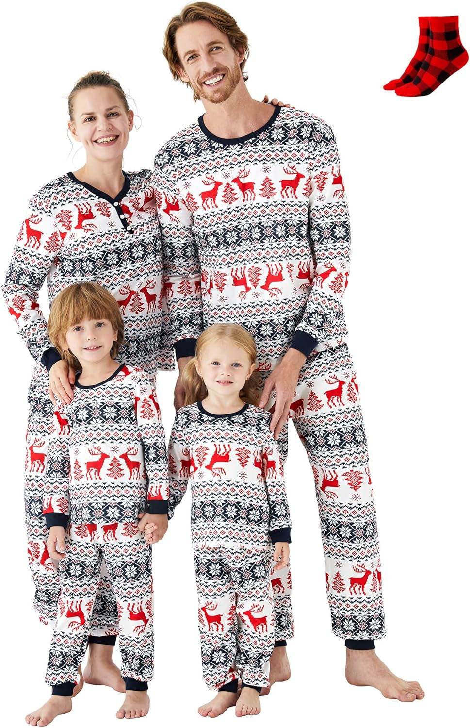 Christmas Family Matching Pajama Sets Includes Christmas Socks - Perfect for Family Photos & Holiday Celebrations - Creatique