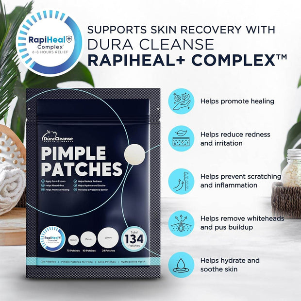 Pimple Patches for Face - 134 Count Hydrocolloid Acne Patches - Zit, Blemish, Cystic Acne Dots & Dark Spot Treatment - Invisible Clear Pimple Patch Stickers for Forehead, Chin, Nose, 3 Sizes (S, M, L) - Creatique
