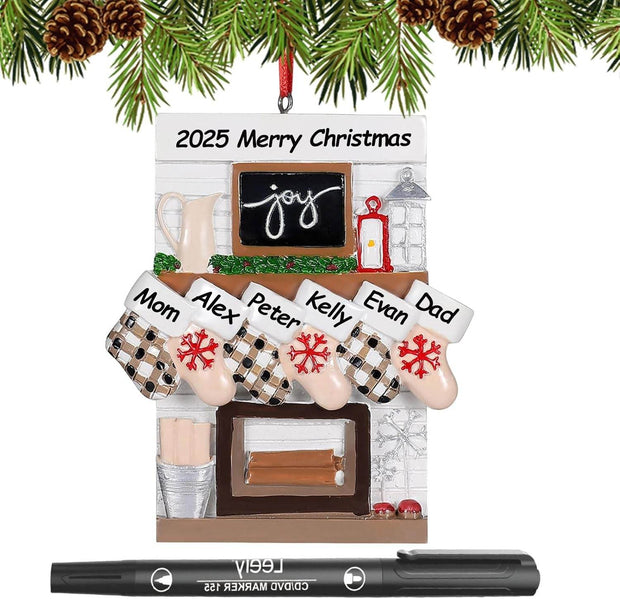 Personalized Christmas Ornaments 2025 Family of 2/3/4/5/6 Custom Christmas Ornament with Names Customized Family Ornaments for Christmas Tree Decoration Customized Gifts, Family of 5 - Creatique