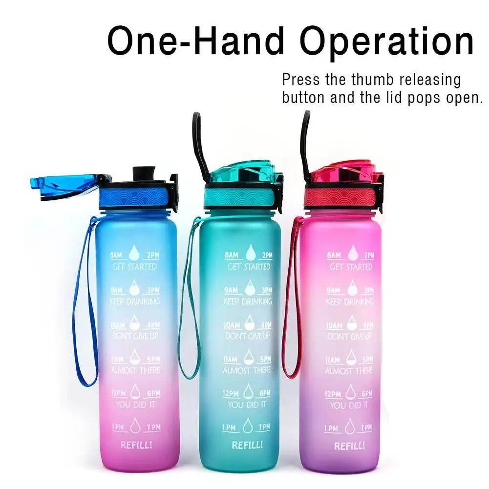 1L Leakproof Tritan Water Bottle with Time Scale & Bounce Cover - Perfect for Outdoor Sports & Fitness - Creatique