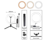 10-inch Dimmable LED Ring Light with Tripod - Perfect for Live Streaming & Photography, USB Rechargeable, 120 Bright Lamp Beads - Creatique