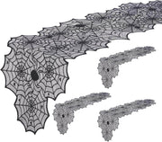Halloween Table Runner: Black Lace Spider Web Table Runners 2 Packs 18 X 72 Inches for Halloween Decor, Vivid Polyester Spider Web Table Runner for Halloween Masquerade Party Dinner Table Decorations - Creatique