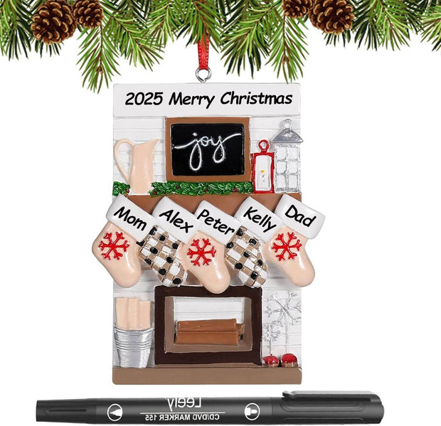 Personalized Christmas Ornaments 2025 Family of 2/3/4/5/6 Custom Christmas Ornament with Names Customized Family Ornaments for Christmas Tree Decoration Customized Gifts, Family of 5 - Creatique