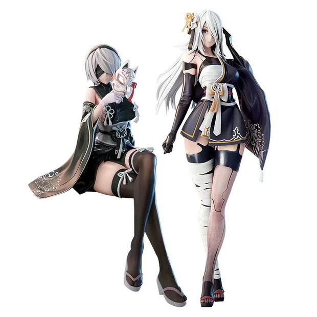 Stunning Nier: Automata A2 & 2B Action Figures - Kimono Style Collectible Statues Perfect for Anime Fans! - Creatique