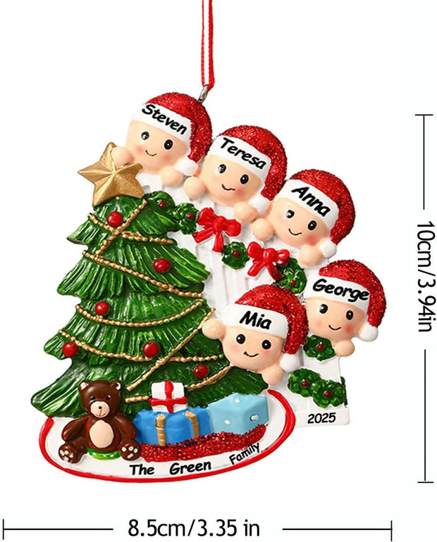 Personalized Christmas Ornaments 2025 Family of 2/3/4/5/6 Custom Christmas Ornament with Names Customized Family Ornaments for Christmas Tree Decoration Customized Gifts, Family of 5 - Creatique