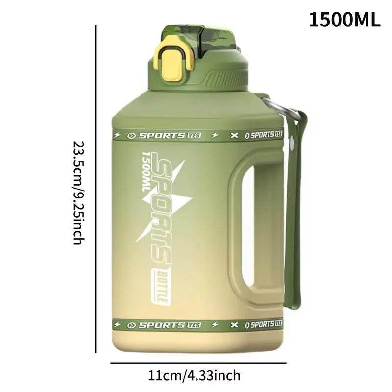 Motivational Large Water Bottle with Push Button Silicone Straw and Measurement Marker - Creatique