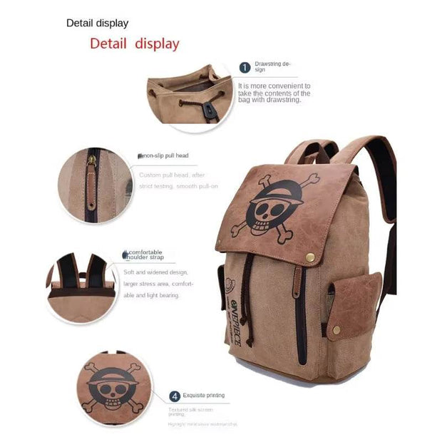 One Piece & Naruto Anime Canvas Backpack - Perfect School Bag for Students & Great Gift Idea! - Creatique