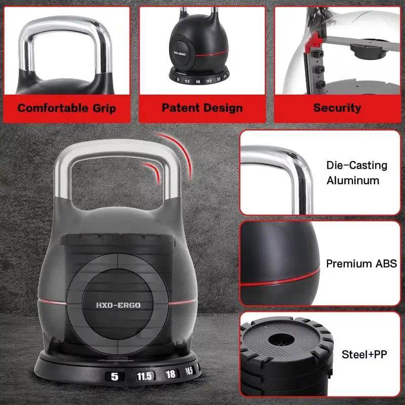 Transform Your Home Workouts with the Ultimate 7-In-1 Adjustable Kettlebell - Switch Weights from 5-44 LBS for Versatile Strength Training! - Creatique