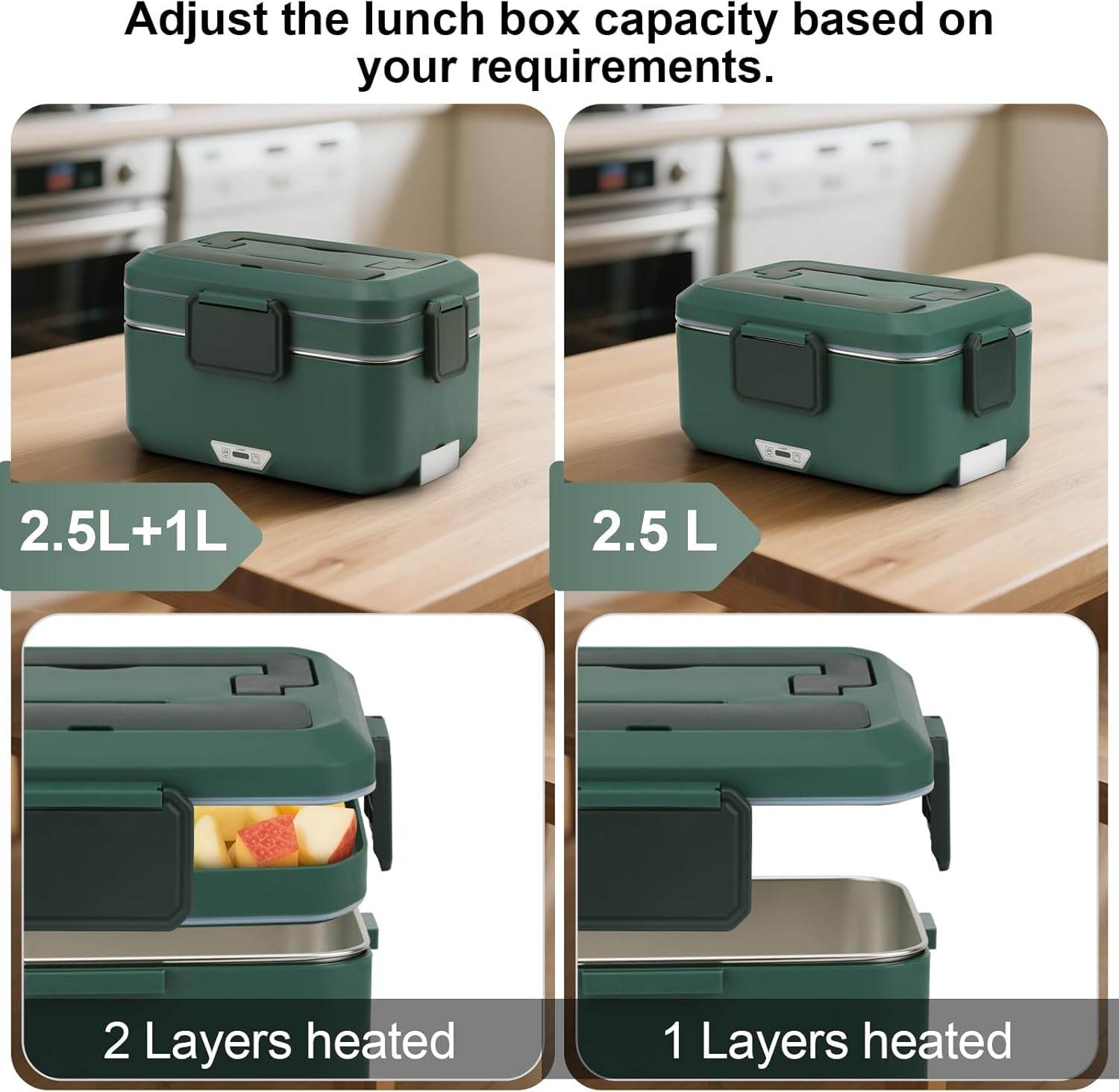 Electric Lunch Box for Adults – 3.5L Dual-Layer Portable Food Warmer for Car, Truck & Work - Creatique