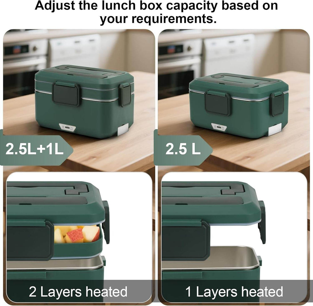 Electric Lunch Box for Adults – 3.5L Dual-Layer Portable Food Warmer for Car, Truck & Work - Creatique