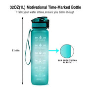 1L Leakproof Tritan Water Bottle with Time Scale & Bounce Cover - Perfect for Outdoor Sports & Fitness - Creatique