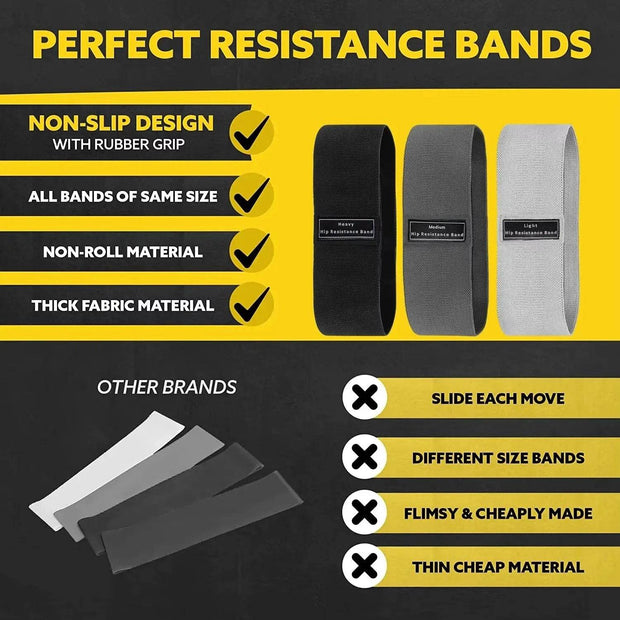 Ultimate Glute & Thigh Resistance Bands - Fabric Booty Bands for Effective Squats, Stretching & Yoga Workouts! - Creatique