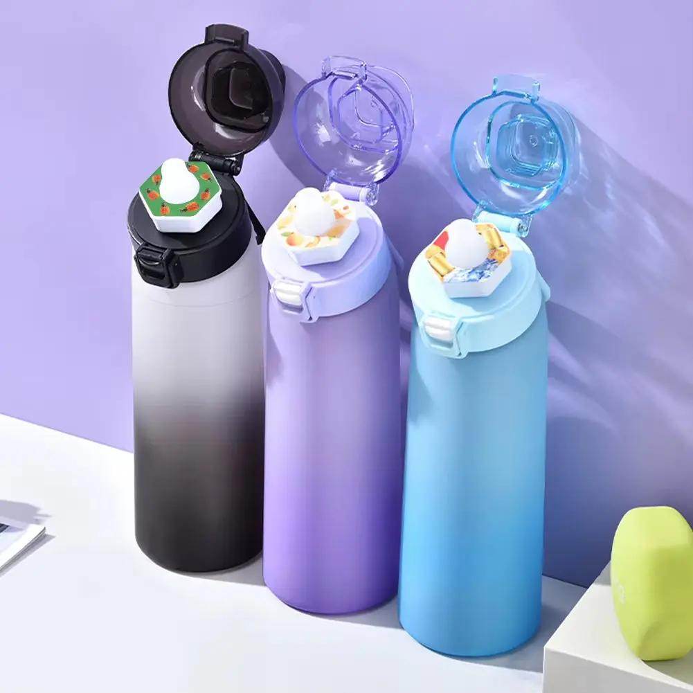 Flavor-infused 650ml Sports Water Bottle with 7 Scented Pods – Leakproof & Straw for Gym & Outdoor Fun! - Creatique