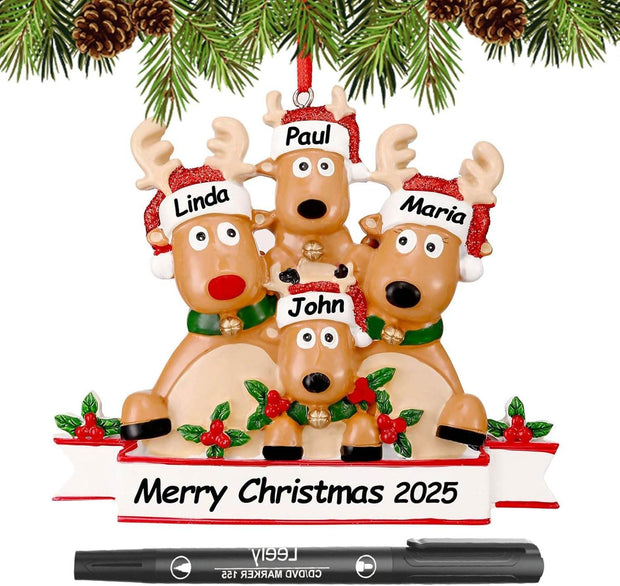 Personalized Christmas Ornaments 2025 Family of 2/3/4/5/6 Custom Christmas Ornament with Names Customized Family Ornaments for Christmas Tree Decoration Customized Gifts, Family of 5 - Creatique