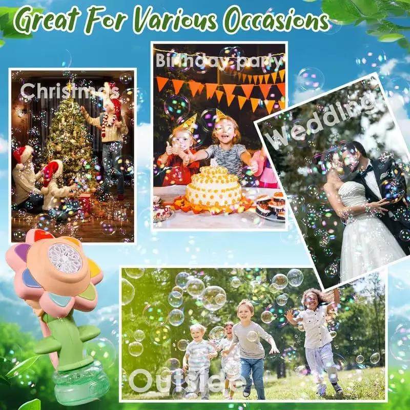 Sunflower Bubble Machine for Kids Automatic Flower Bubble Toy with Light for Toddlers Bubble Maker Blower for Kids Outdoor Toys - Creatique