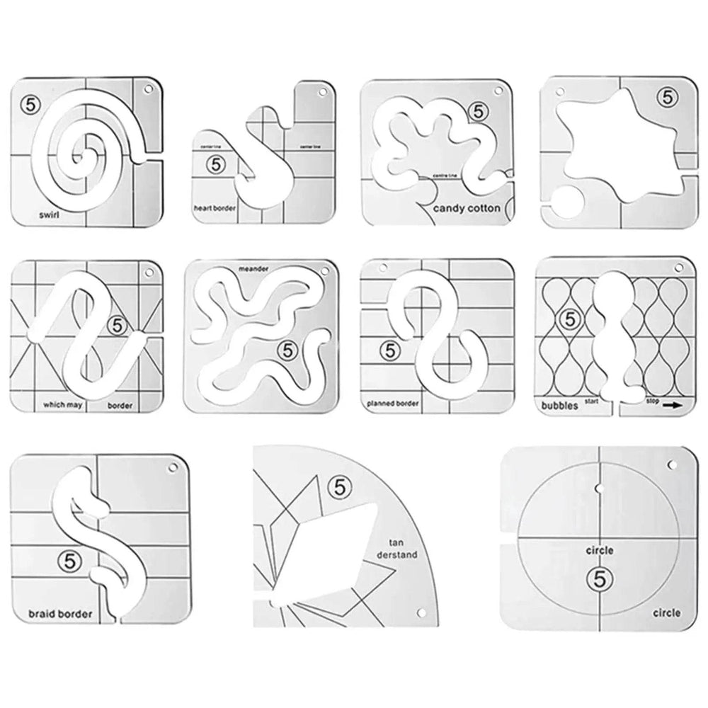 Free Motion Quilting Templates – 11Pcs Sampler Set - Creatique