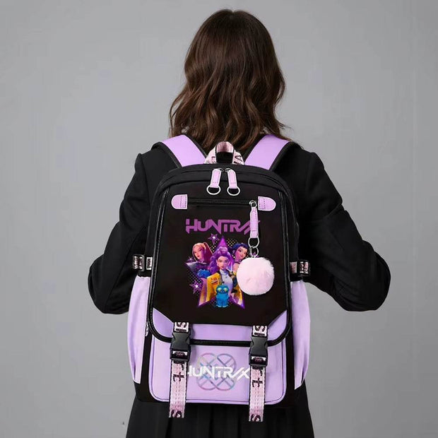 Kawaii Kpop Demon Hunters USB Charging Backpack - Large Capacity Anime School Bag for Teenagers - Creatique