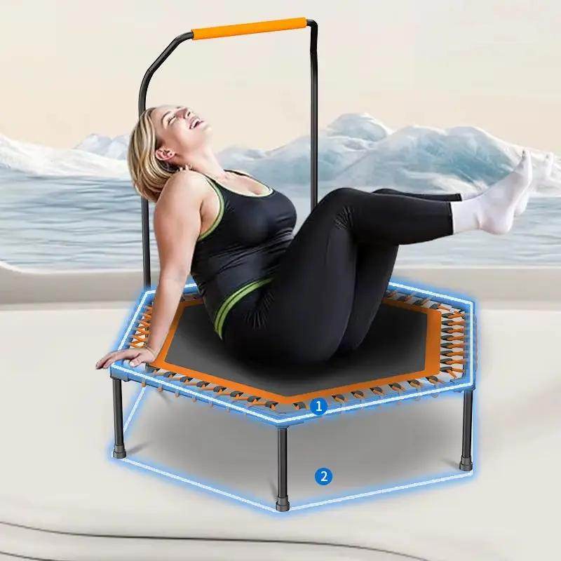 55-Inch Adult Trampoline with U-Shaped Armrests - Indoor Fitness Bounce for Maximum 800 lbs Load Capacity - Creatique