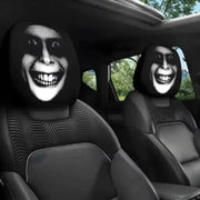 2Pcs Face Printed Car Pillowcase Soft Comfortable Decorative Cushion Cover Auto Seat Headrest Washable Polyester Fabric - Creatique