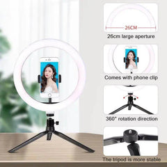 10-inch Dimmable LED Ring Light with Tripod - Perfect for Live Streaming & Photography, USB Rechargeable, 120 Bright Lamp Beads - Creatique