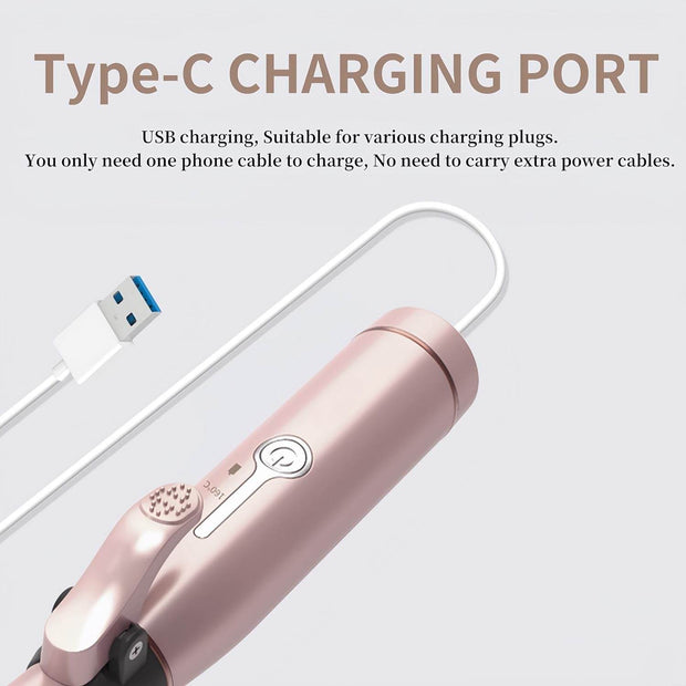 Cordless Curling Iron, Mini Curling Iron, Travel USB Rechargeable Ceramic Curling Wand,Hair Straightener and Curler 2 in 1, Mini Flat Iron with 3 Temp Setting, Curlers for Short Hair - Creatique