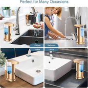 370Ml Touch-Free Battery Operated Electric Automatic Liquid Soap Dispenser - Adjustable Soap Dispensing Volume - Premium Soap Dispenser for Kitchen Bathroom Toilet Rose Gold - Creatique