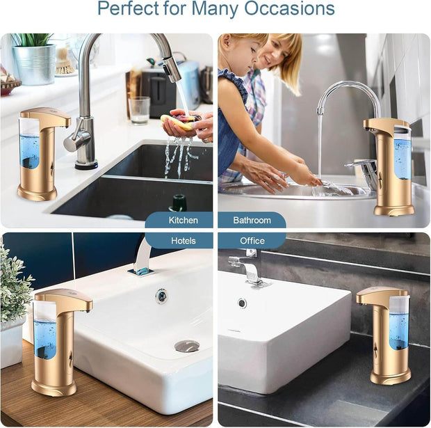 370Ml Touch-Free Battery Operated Electric Automatic Liquid Soap Dispenser - Adjustable Soap Dispensing Volume - Premium Soap Dispenser for Kitchen Bathroom Toilet Rose Gold - Creatique