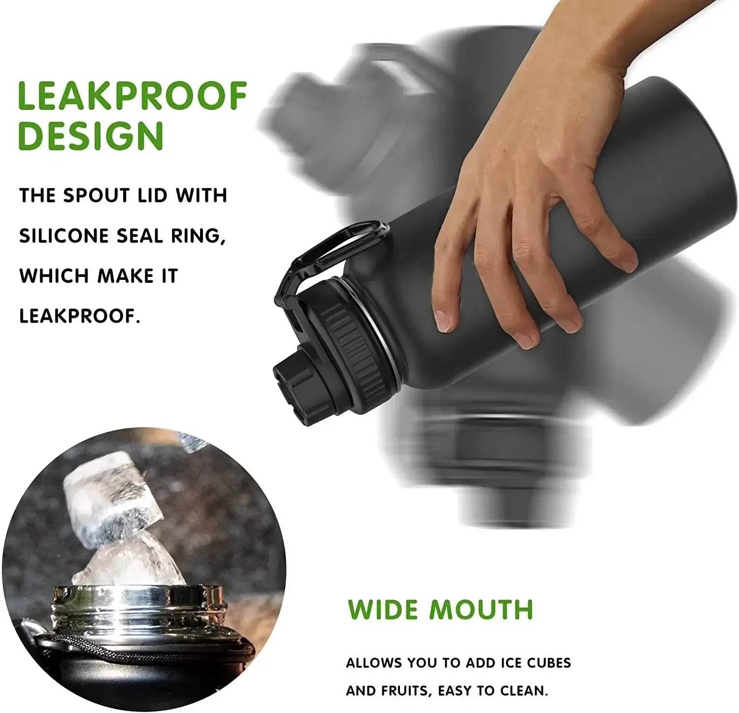 Premium 32 Oz Insulated Stainless Steel Water Bottle - Leakproof Double Wall Vacuum Sport Mug with Wide Mouth Lid - Creatique