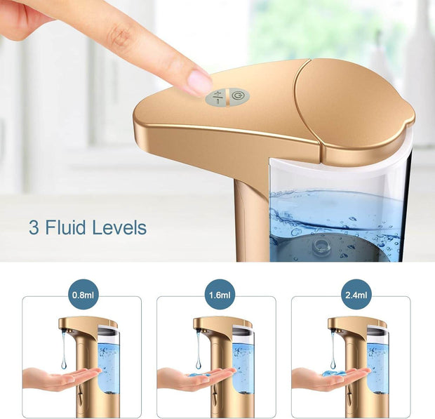 370Ml Touch-Free Battery Operated Electric Automatic Liquid Soap Dispenser - Adjustable Soap Dispensing Volume - Premium Soap Dispenser for Kitchen Bathroom Toilet Rose Gold - Creatique