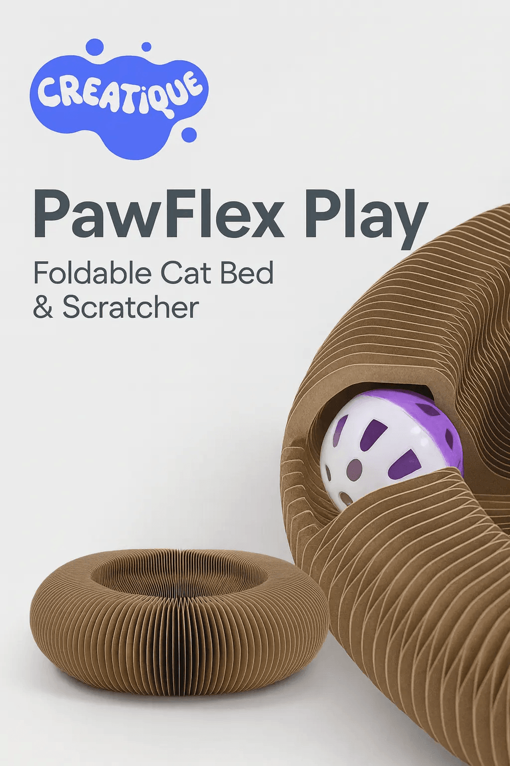 Cat Scratcher & Toy Bed – PawFlex Play - Creatique